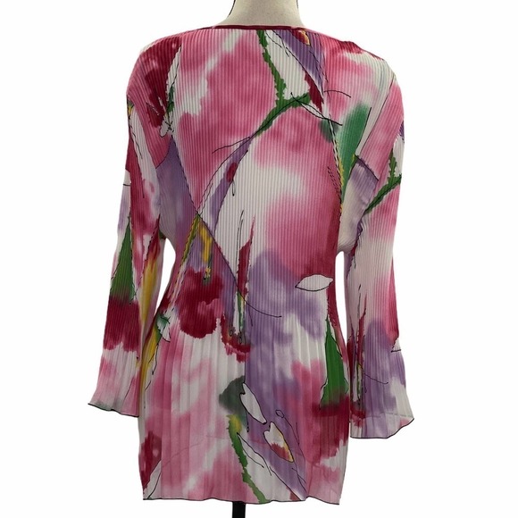 NICOLA Watercolor Beaded Scrunch Blouse Size Large - Picture 4 of 15